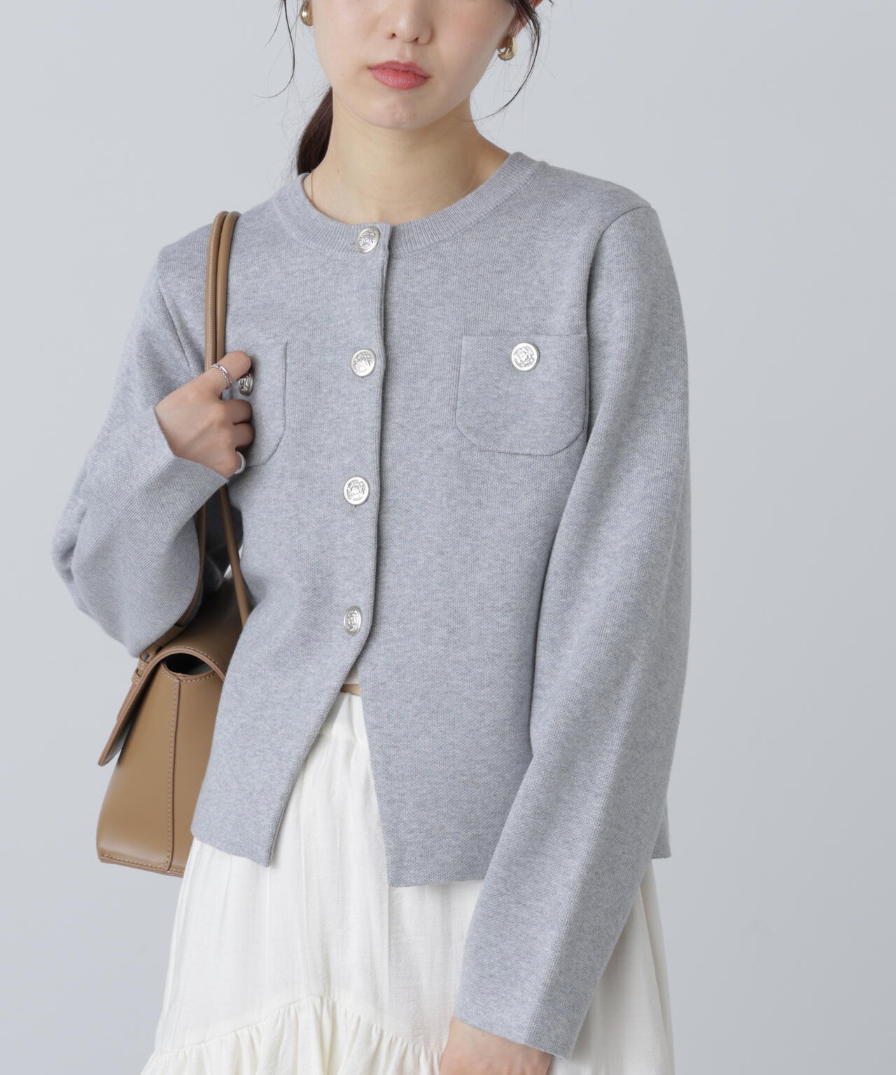 【MFM】エンブレムボタンニットカーディガン