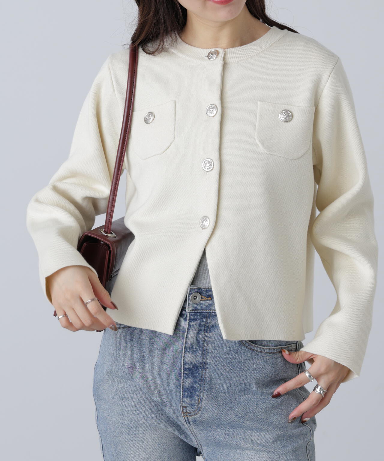 【MFM】エンブレムボタンニットカーディガン