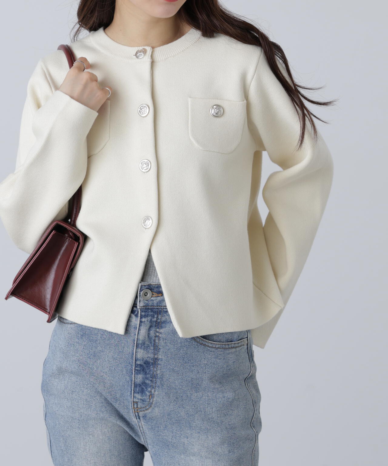 【MFM】エンブレムボタンニットカーディガン