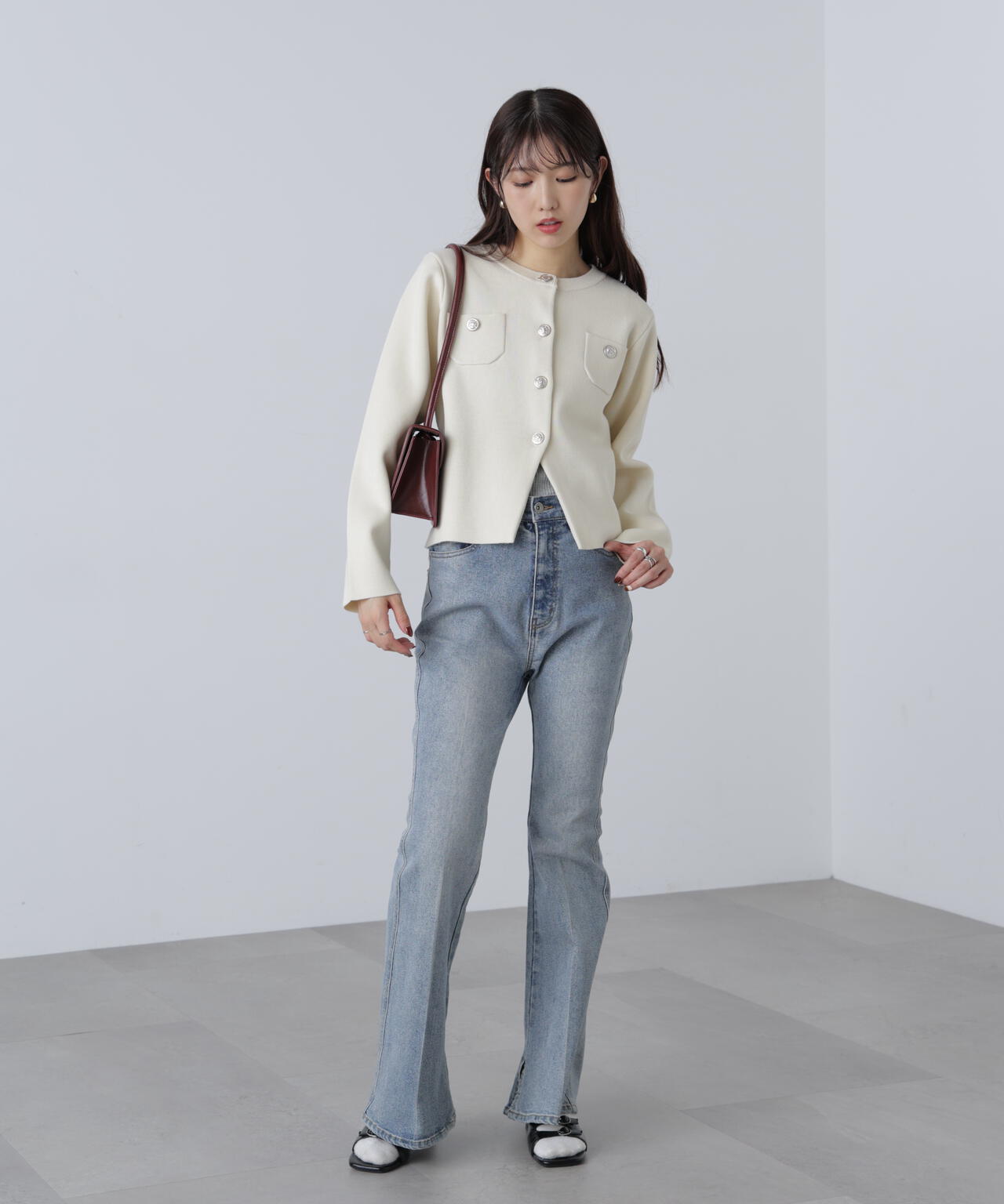 【MFM】エンブレムボタンニットカーディガン