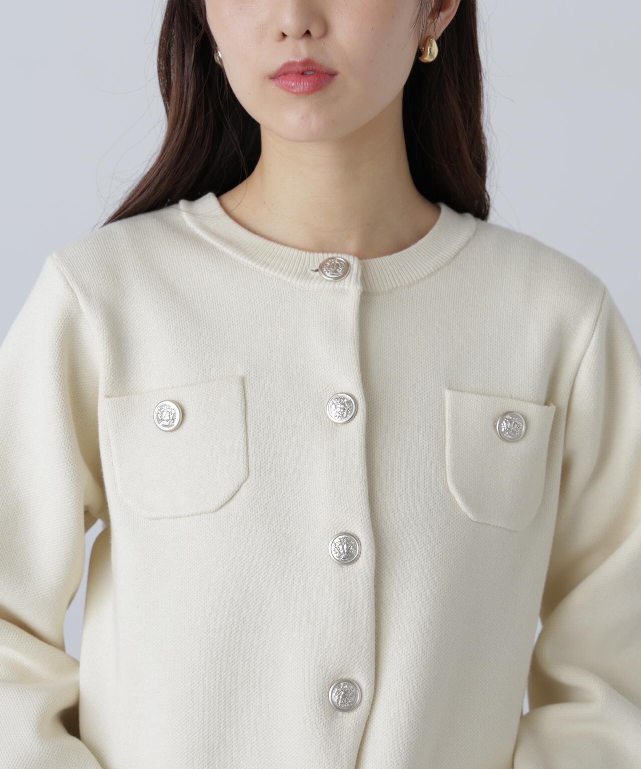 【MFM】エンブレムボタンニットカーディガン