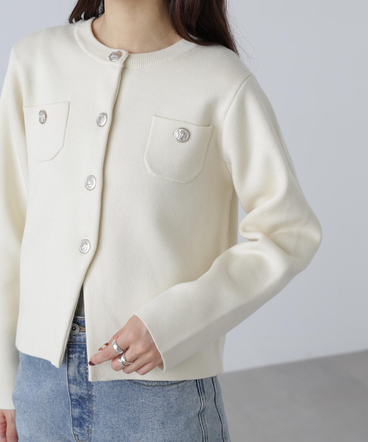 【MFM】エンブレムボタンニットカーディガン