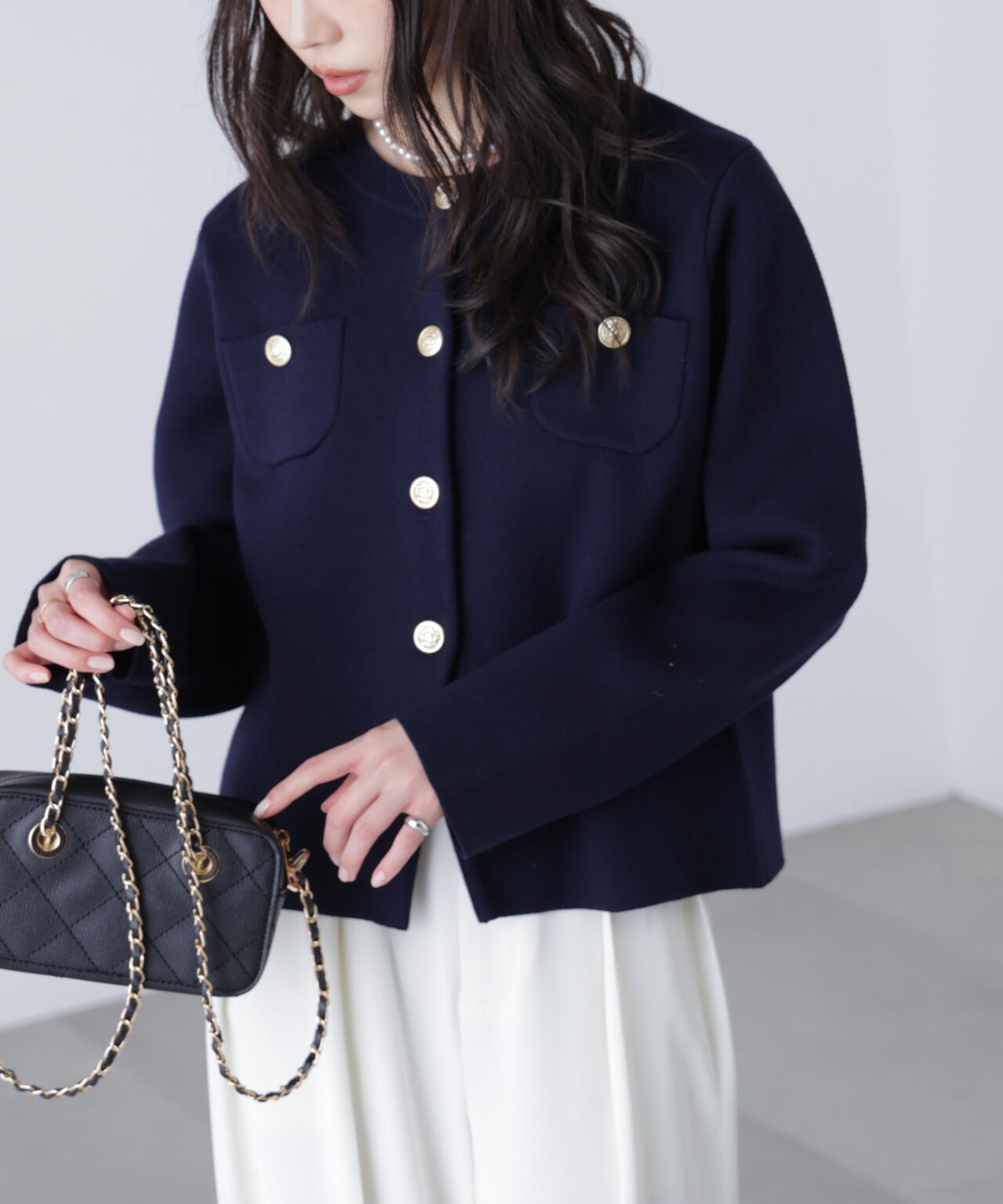 【MFM】エンブレムボタンニットカーディガン