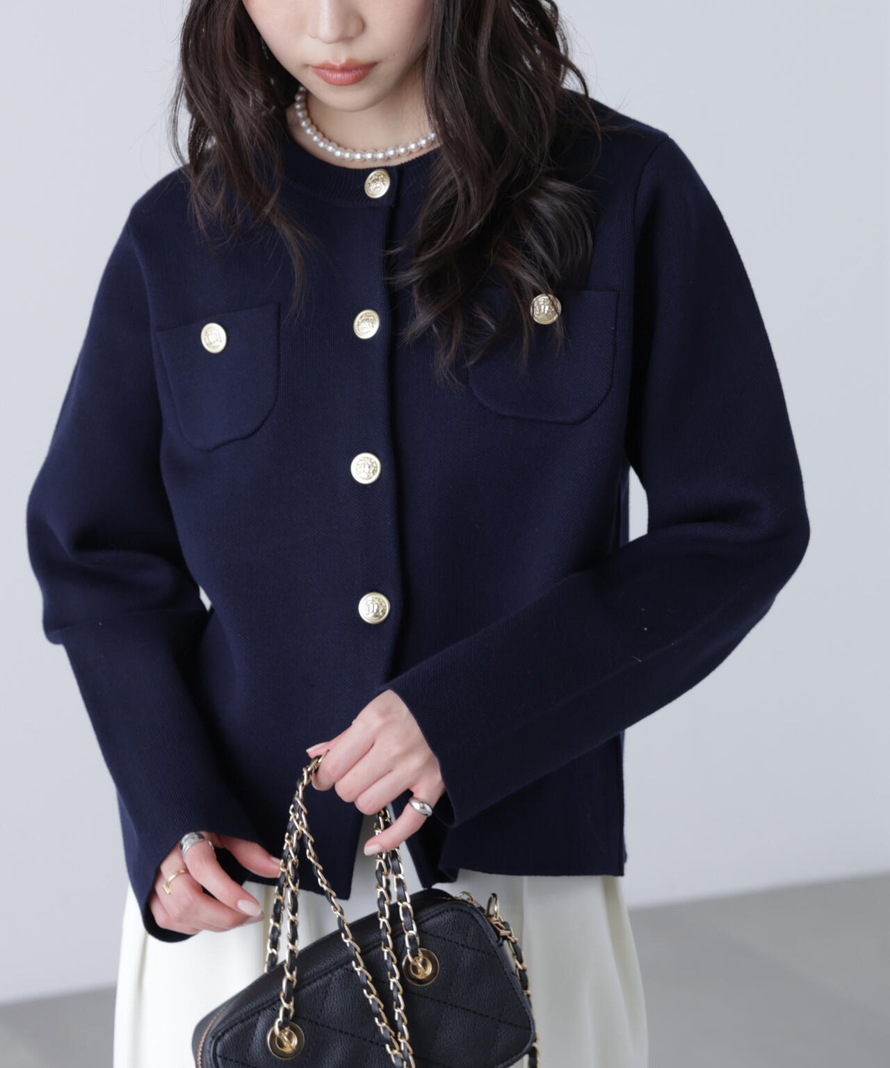 【MFM】エンブレムボタンニットカーディガン