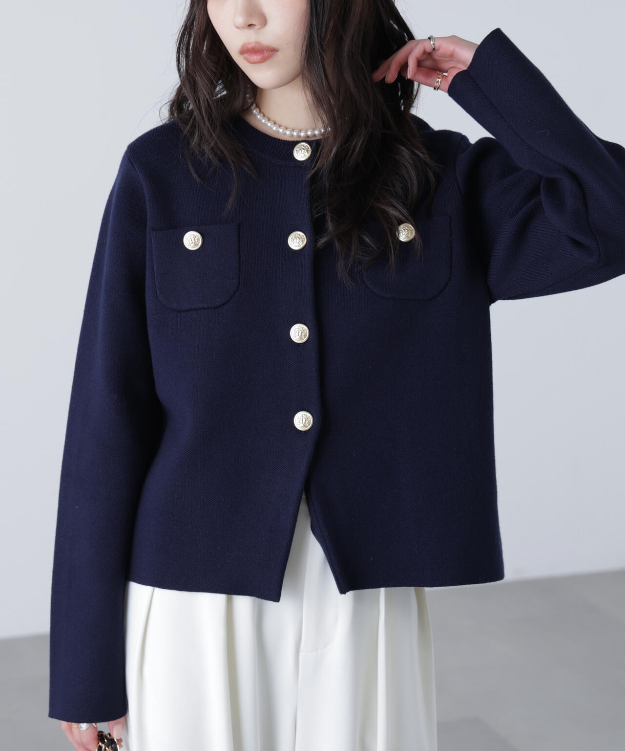 【MFM】エンブレムボタンニットカーディガン