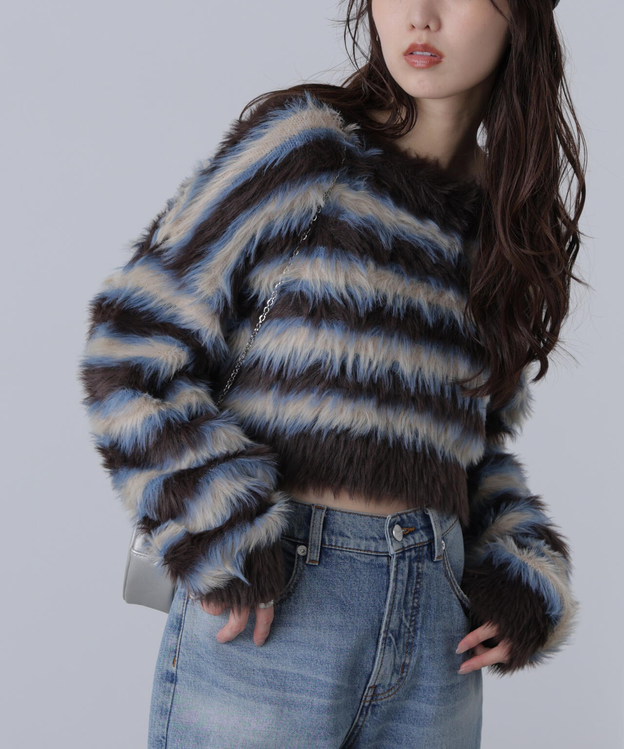 Afiit ニット BLENDED COTTON 振り柄ボーダーニット(37783731-2024