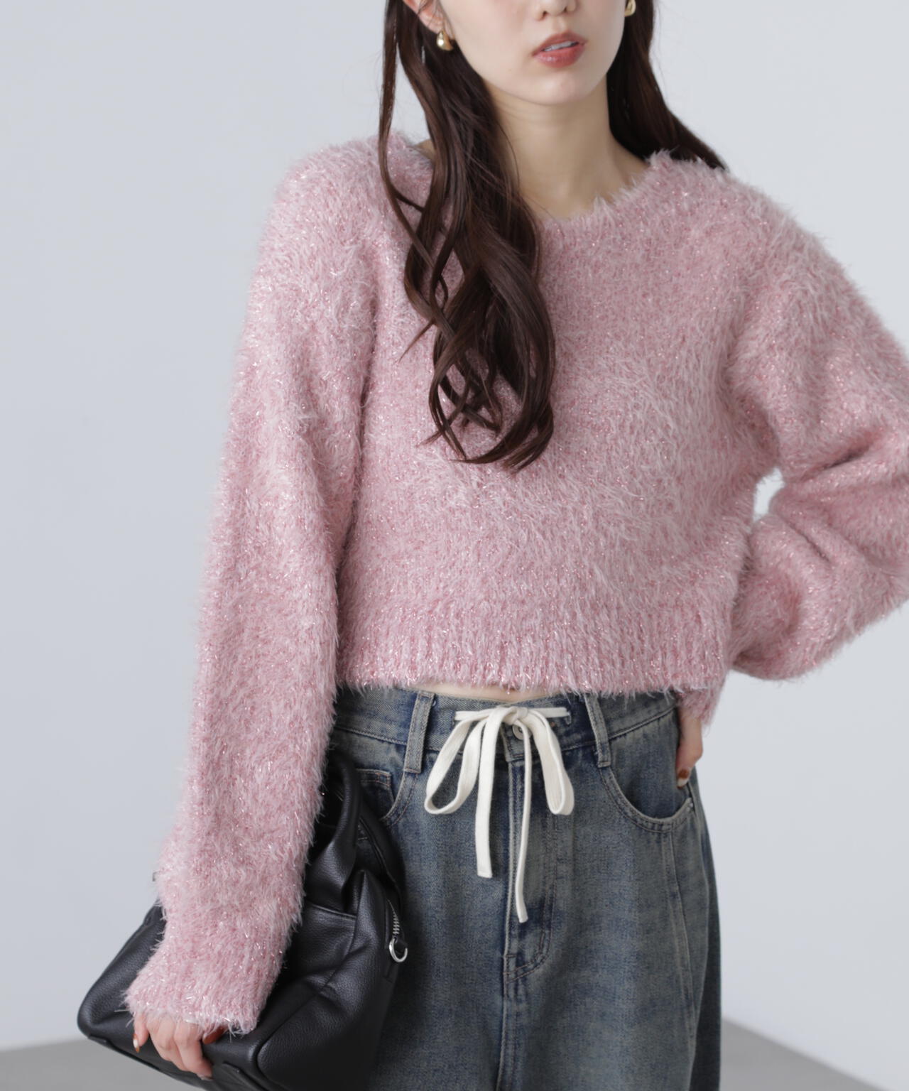 ラメフェザープルオーバーニット