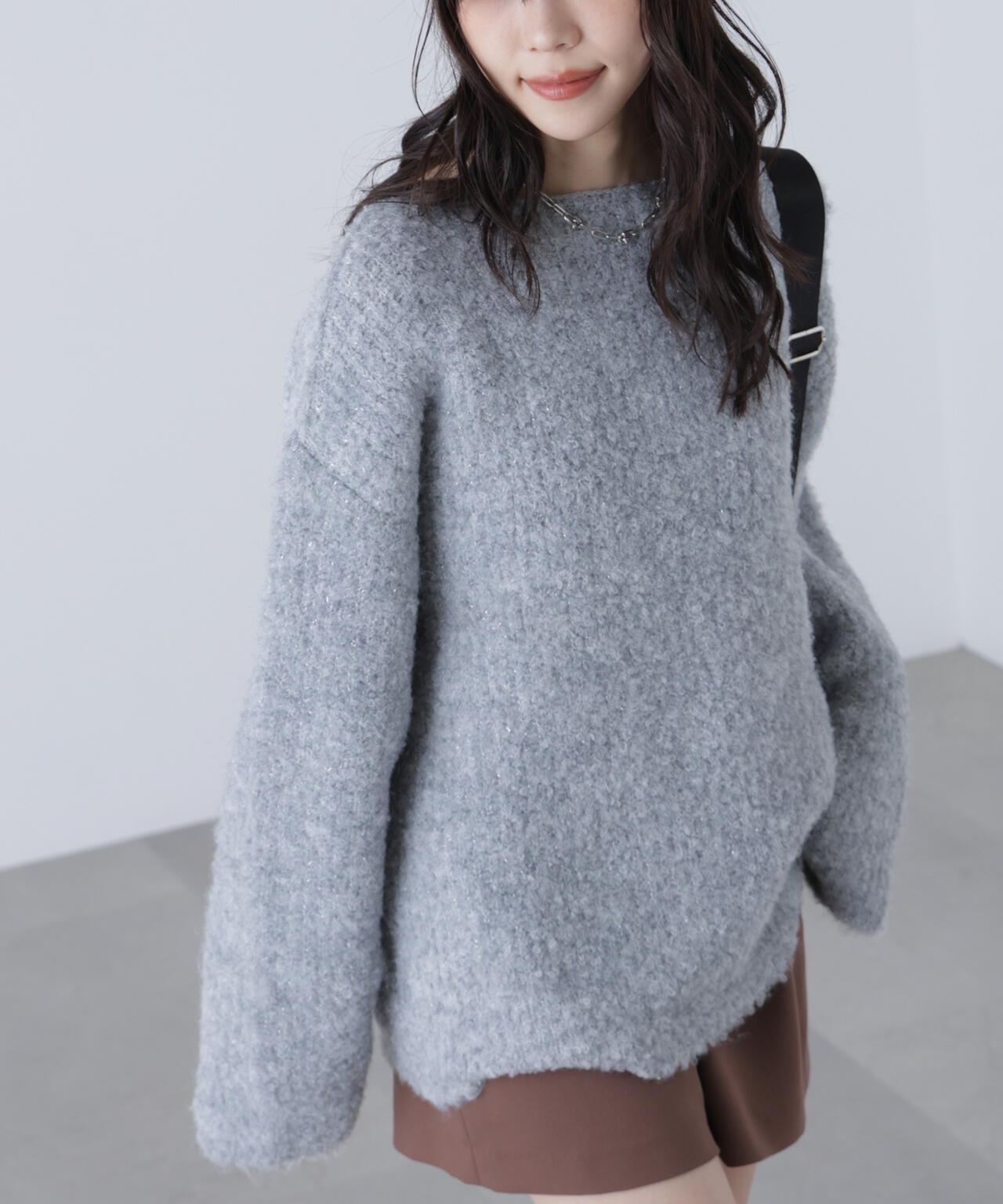 ピンク 追加生産予約】ラメミックスブークレー畔ニット | FREE'S MART