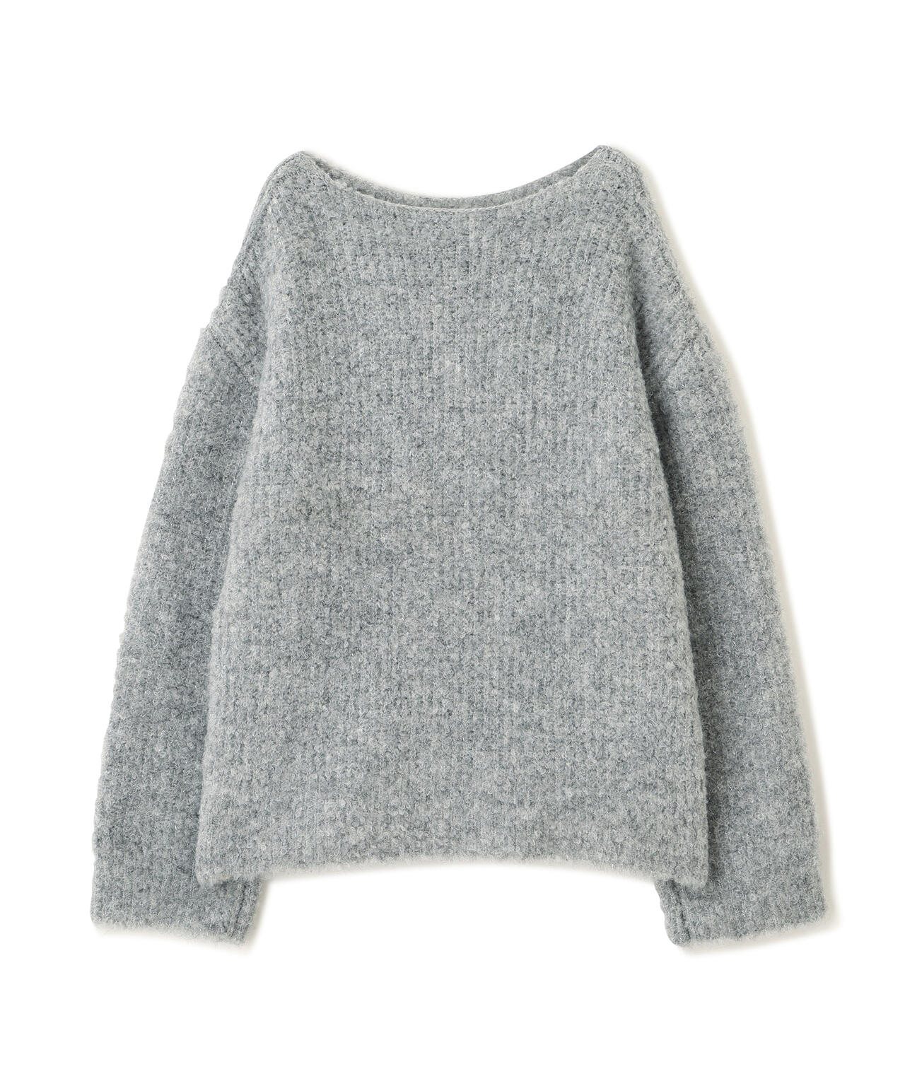 グレーベースのニットコートです。 trim_ofkss_itema1736a8aa4b111e