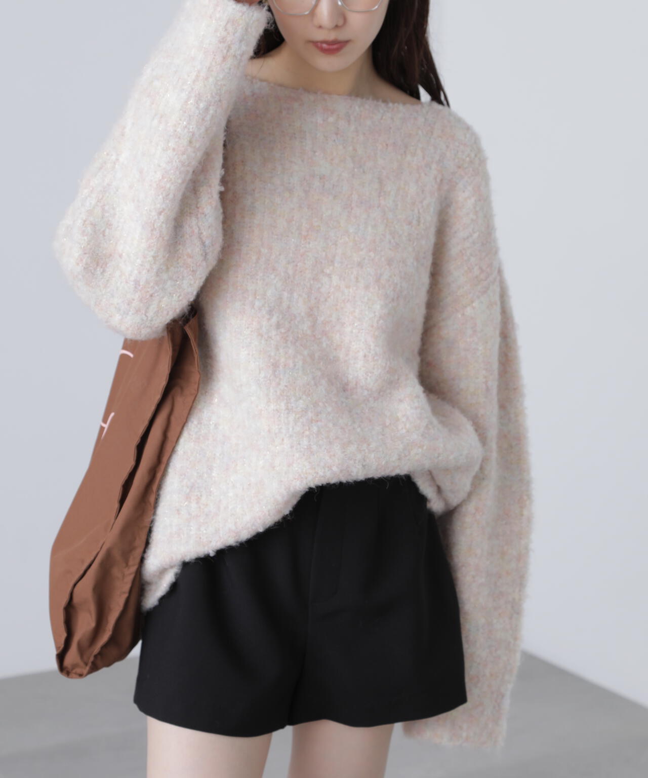 ニット　アイボリー ラメミックスブークレー畔ニット | FREE'S MART（フリーズマート