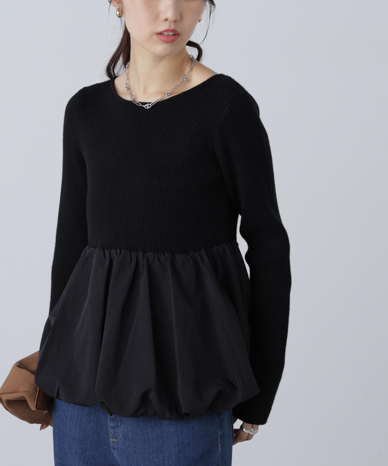 【MFM】ペプラムバルーンニット