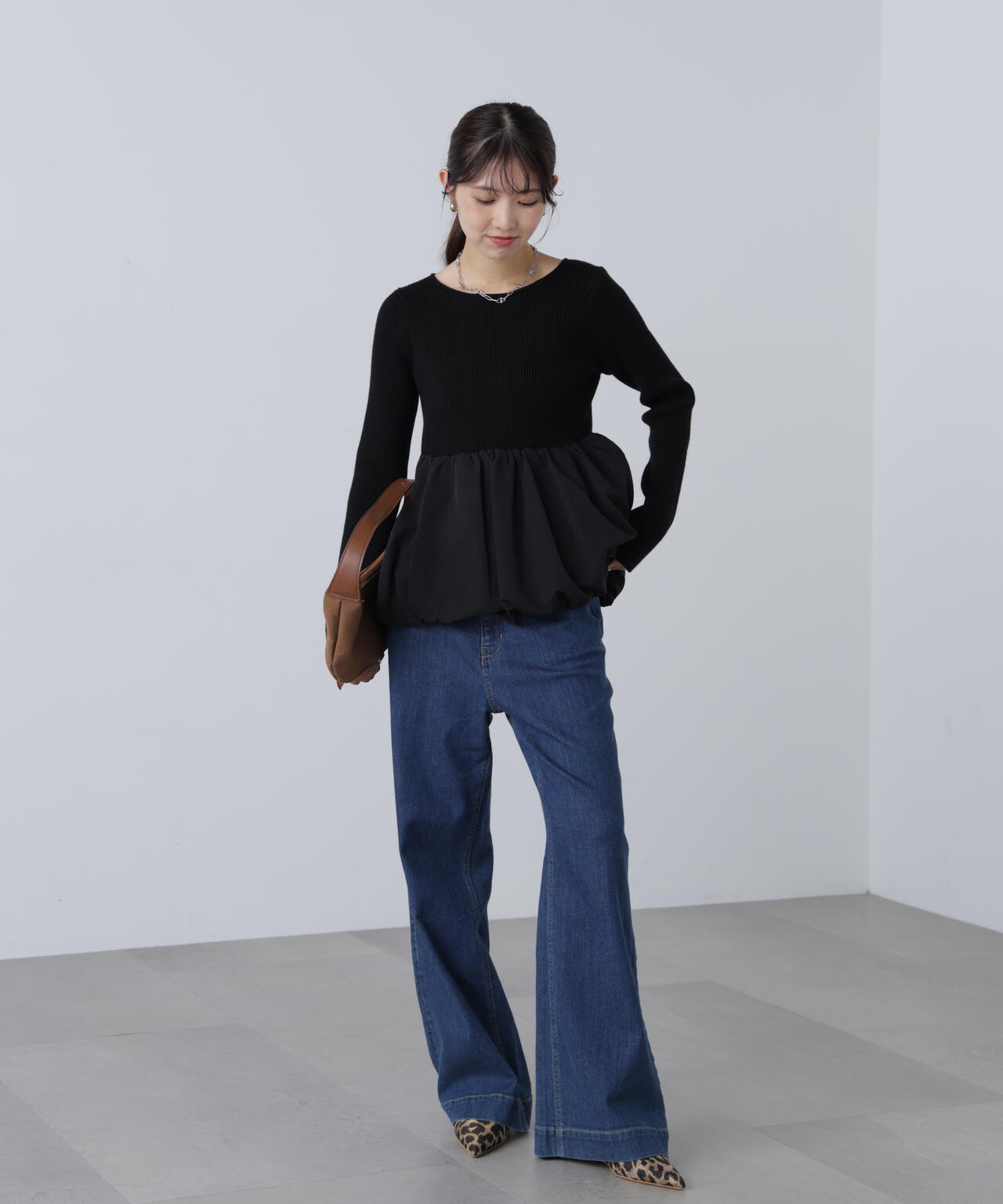 【MFM】ペプラムバルーンニット