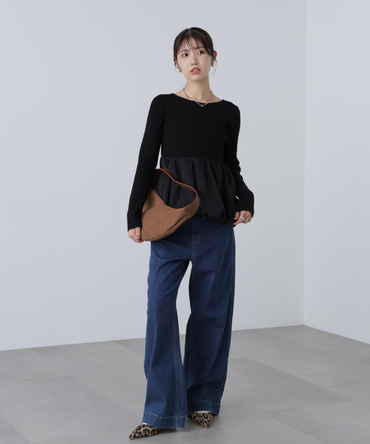 【MFM】ペプラムバルーンニット