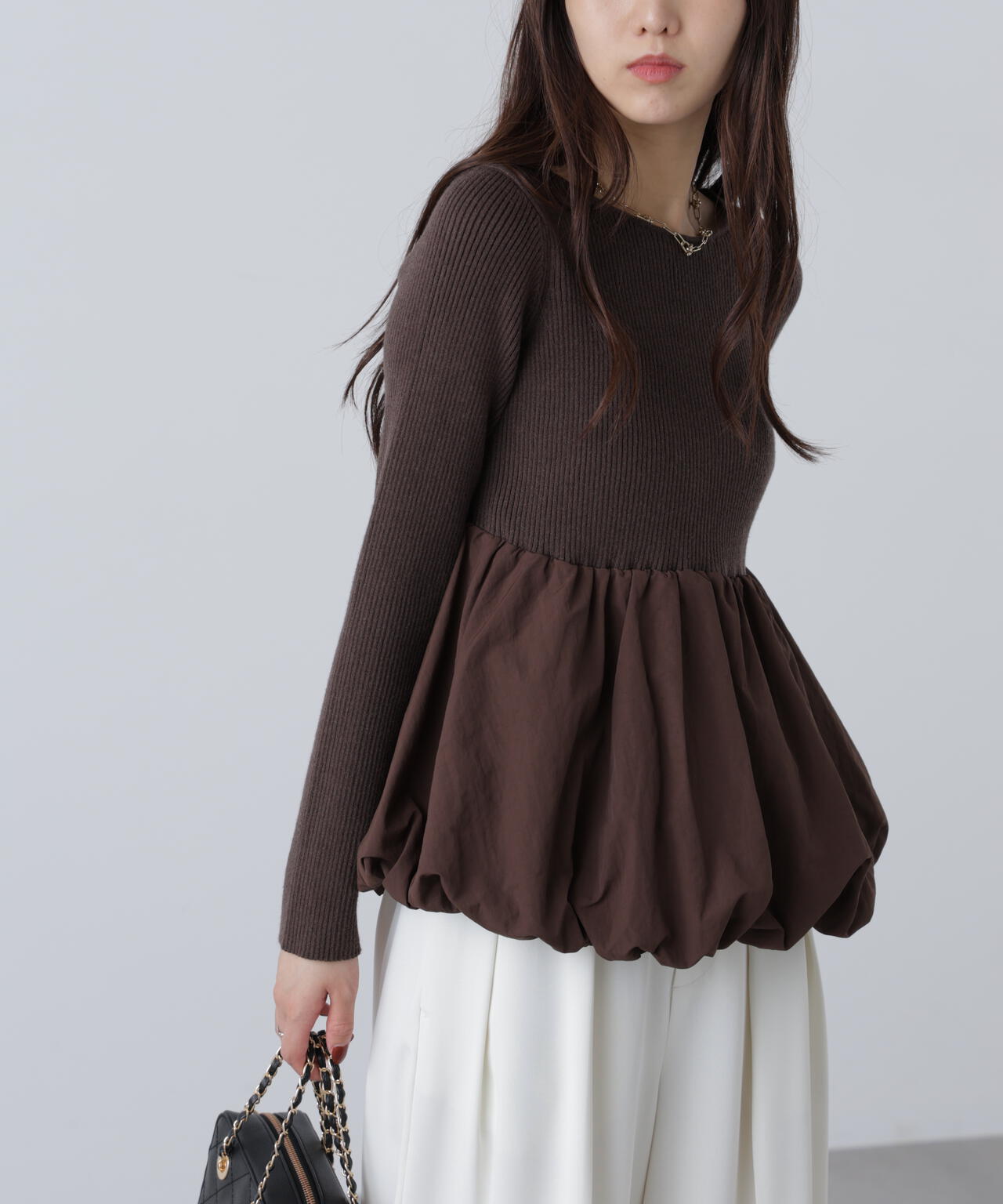 オフ白 追加生産予約】【MFM】ペプラムバルーンニット | FREE'S MART