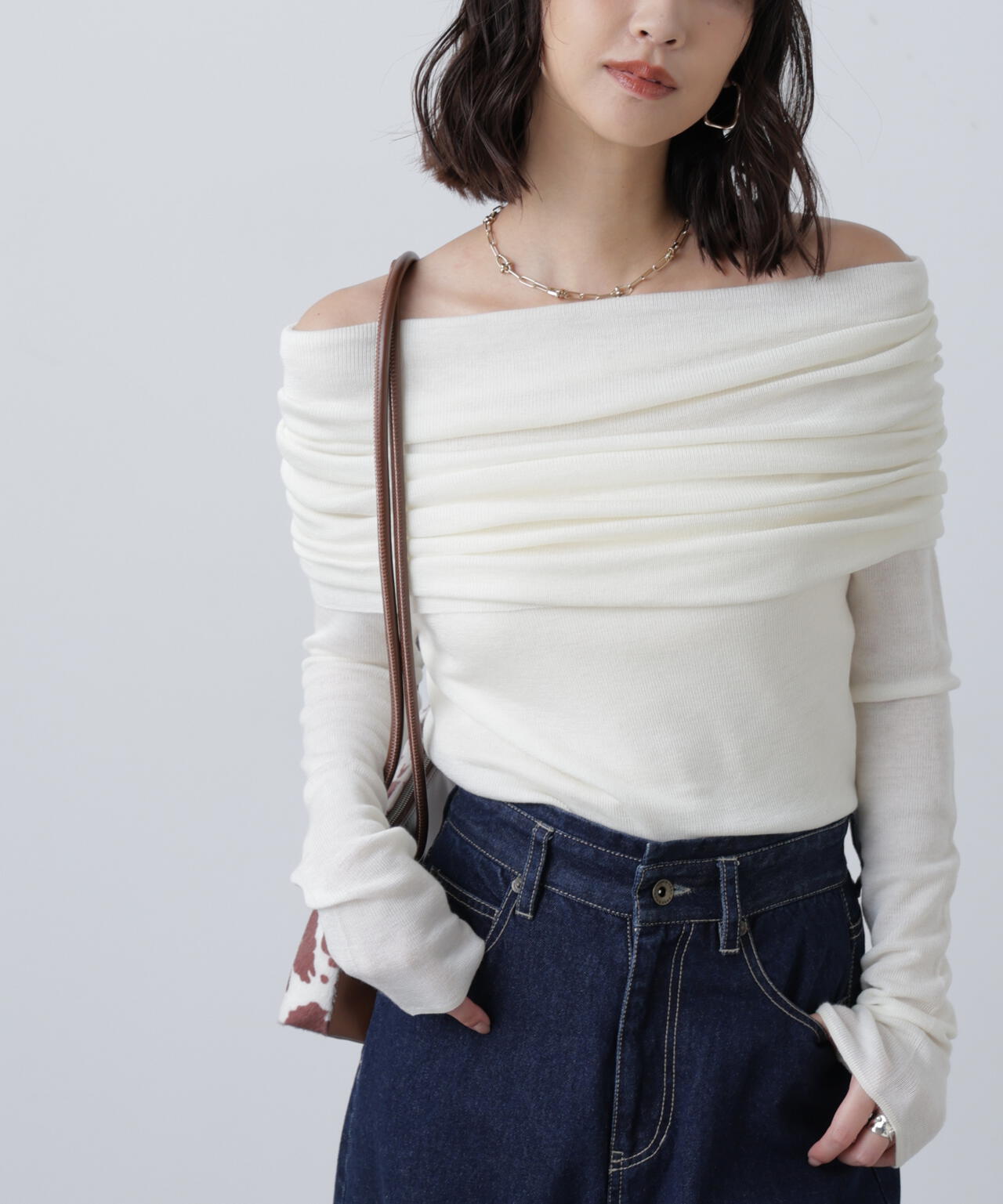 【RIO企画】袖口ボタンオフショルニット〈MFM〉