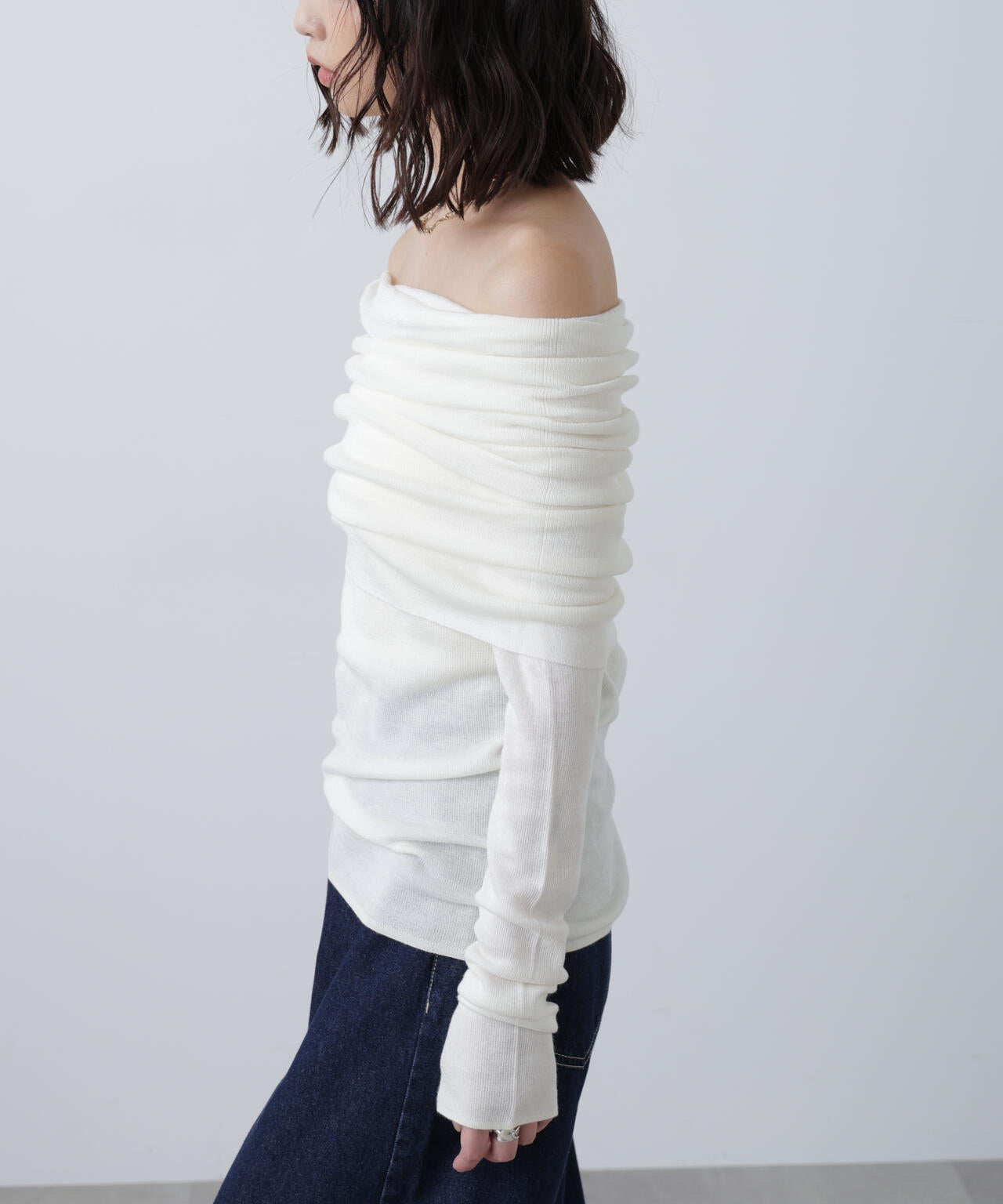 【RIO企画】袖口ボタンオフショルニット〈MFM〉