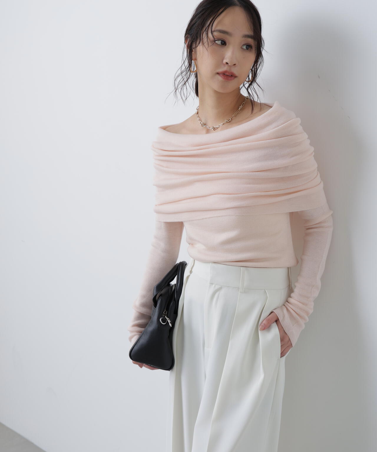 【RIO企画】袖口ボタンオフショルニット〈MFM〉