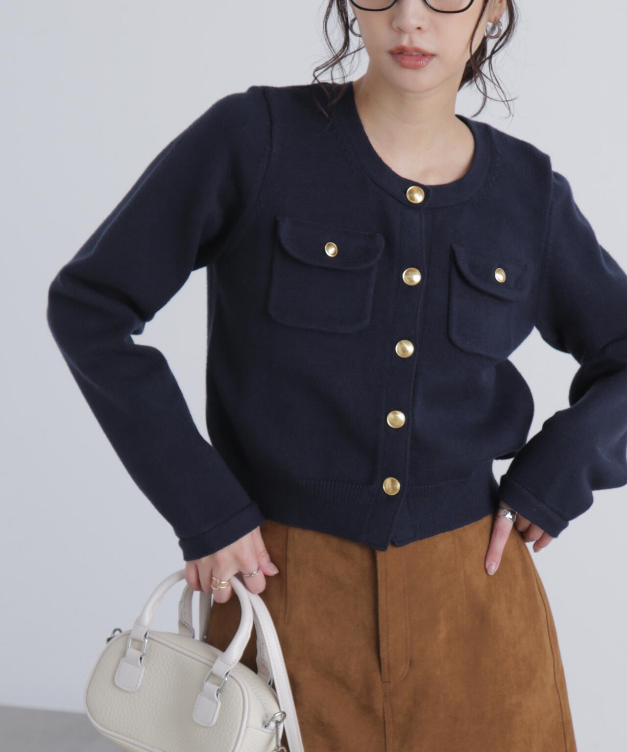 DeuxiemeClasse カシミヤ混 カーディガン クリーム 金ボタン m49264850913_1.jpg?1757919177