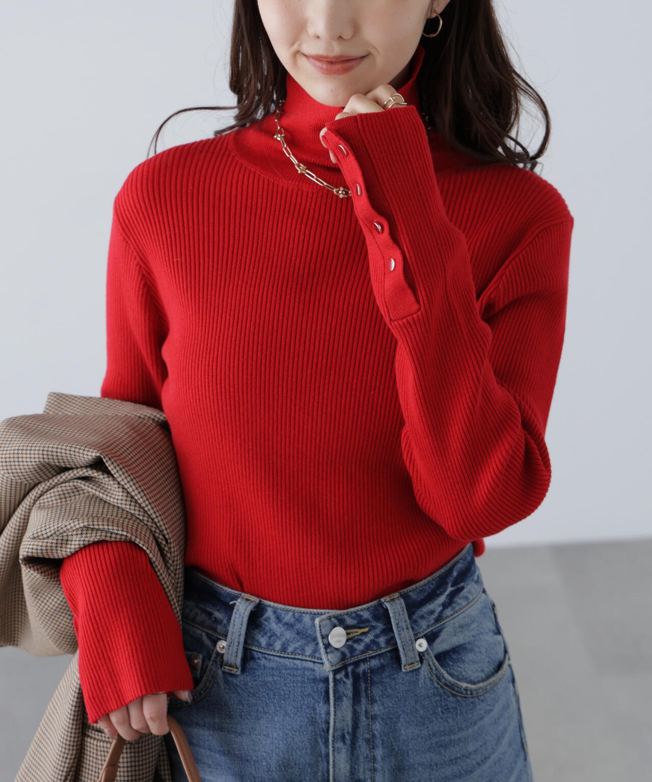 MFM】袖金ボタンリブタートルニット | FREE'S MART（フリーズマート