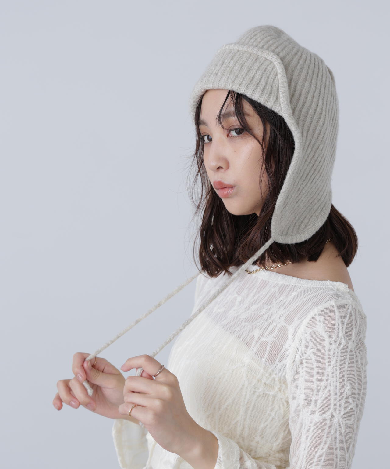 リブニットフライト帽