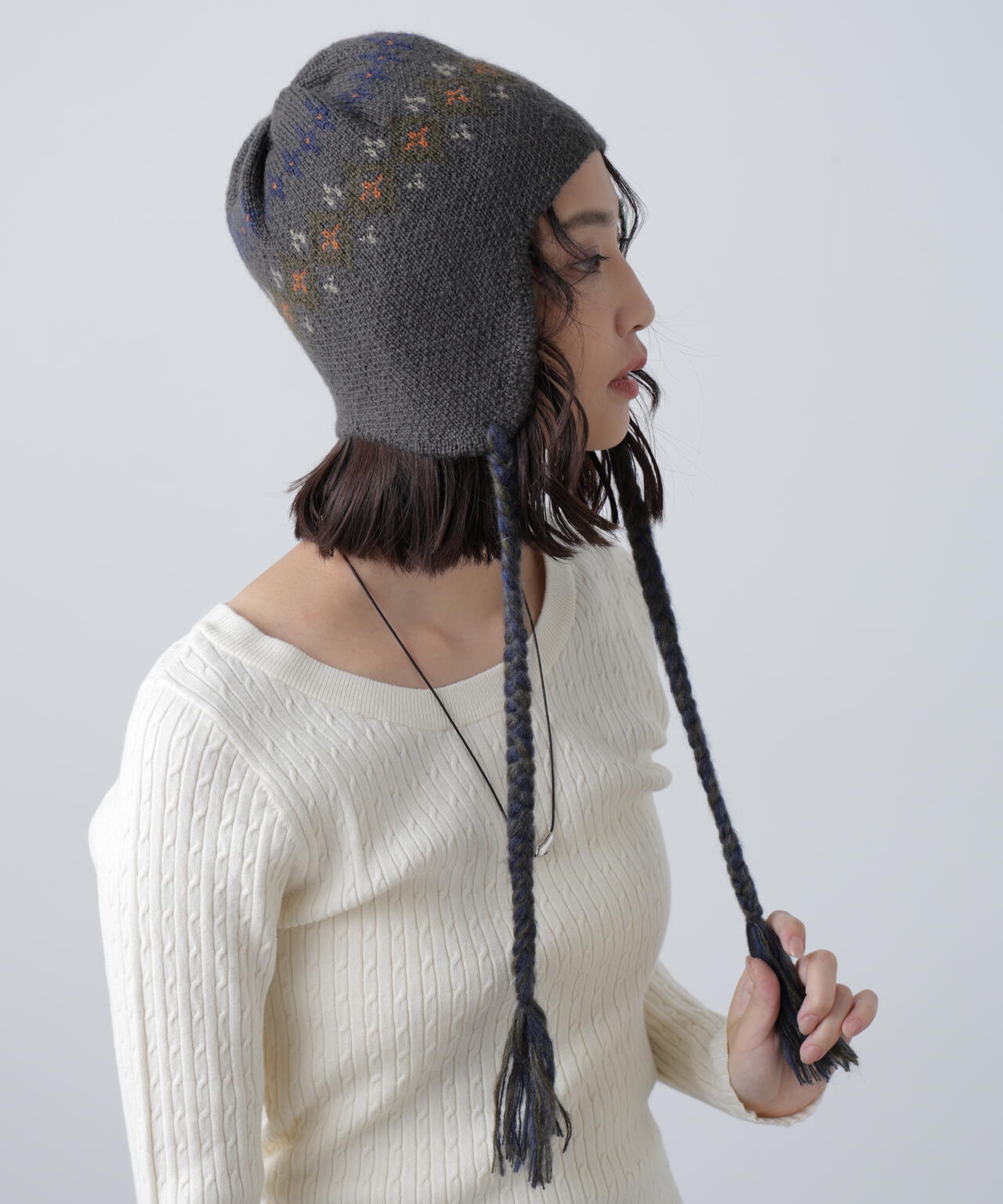 ノルディック柄イヤーニット帽