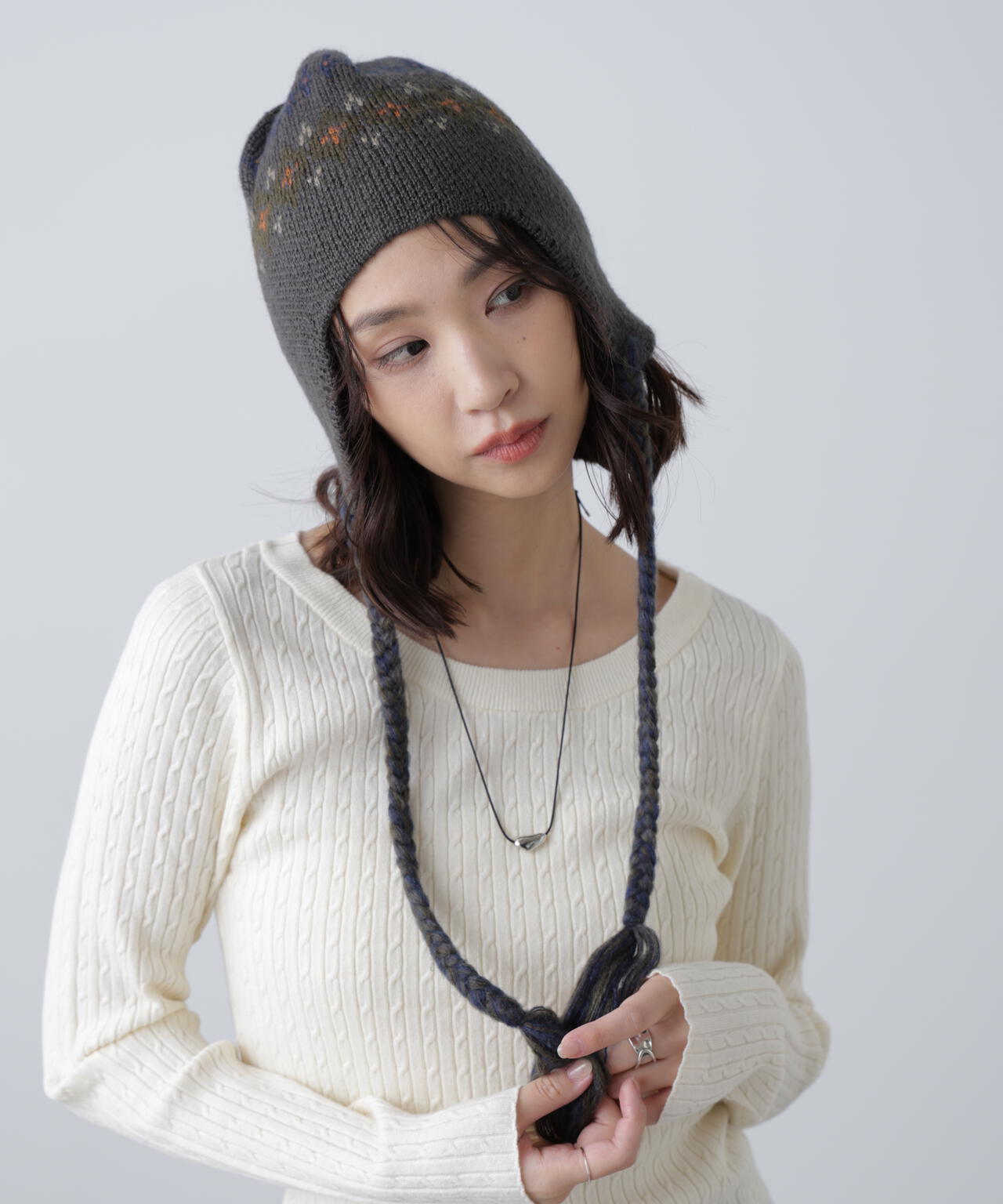 ノルディック柄イヤーニット帽