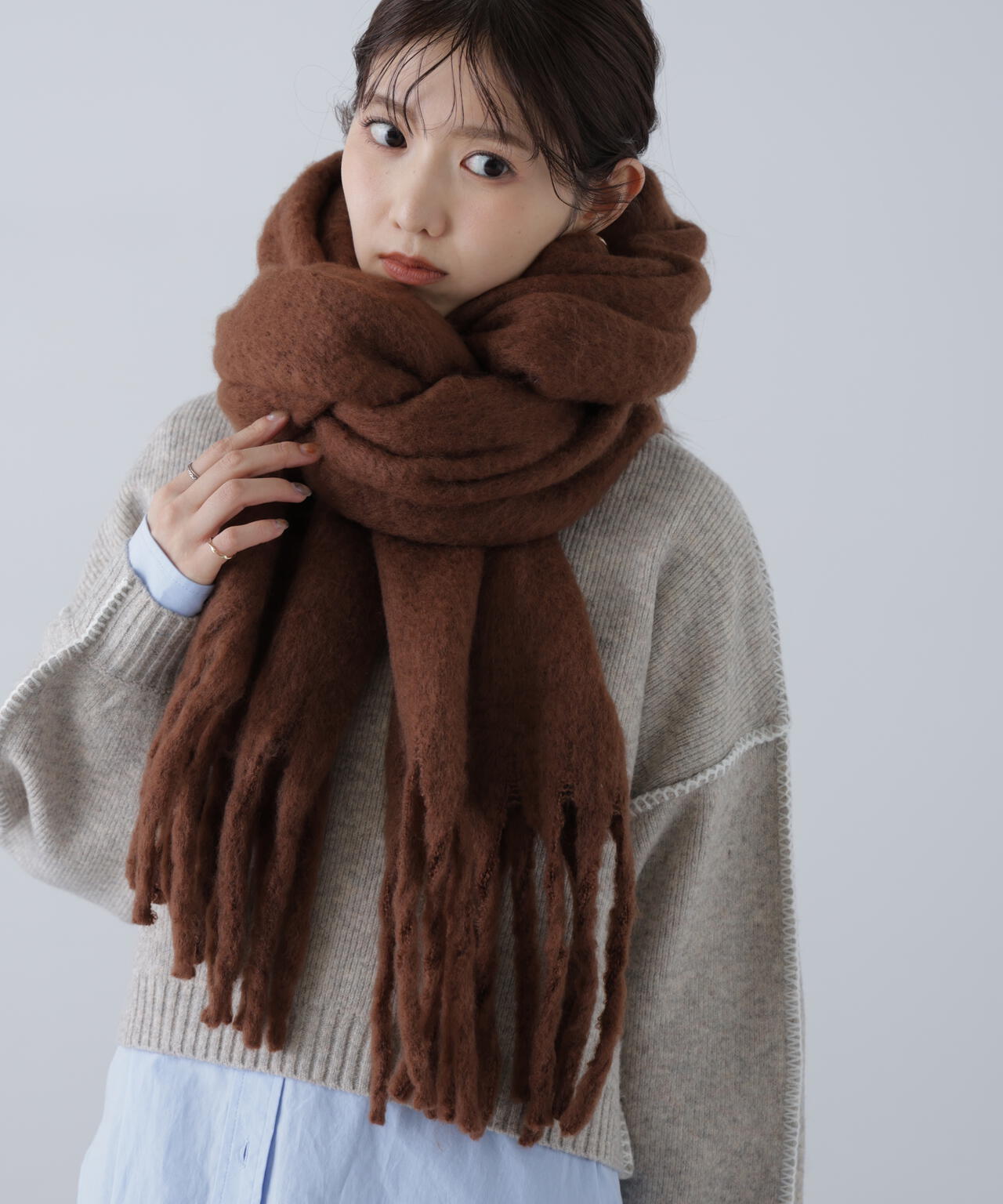 フリースショール ベージュ フリーサイズ 大判無地ストール | FREE'S MART（フリーズマート） ｜【公式