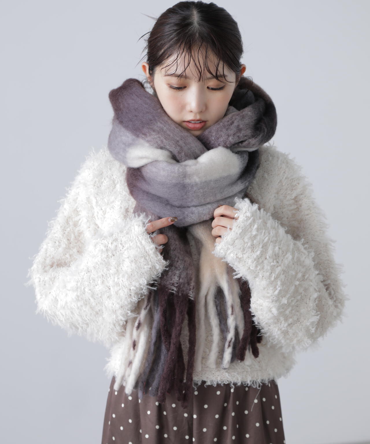 大判チェックストール