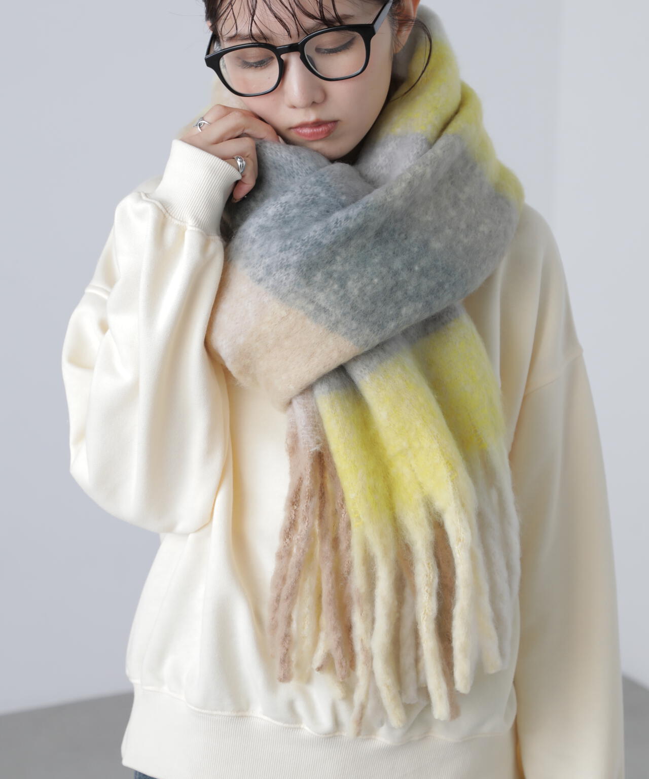 大判チェックストール