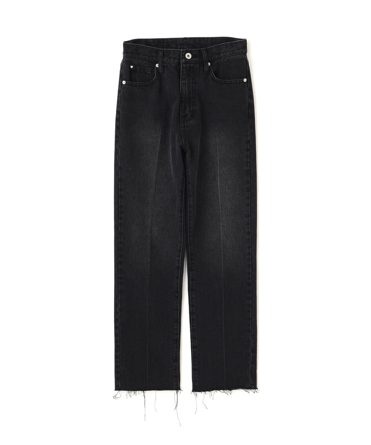 センタープレススリムストレートデニムパンツ