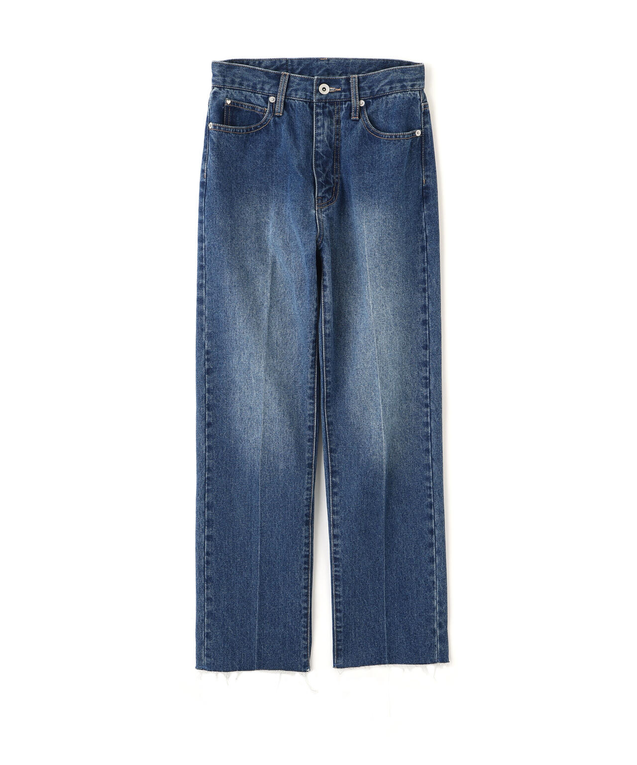 センタープレススリムストレートデニムパンツ