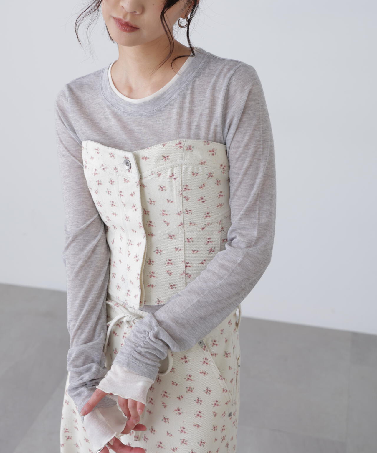 パネル切り替えデニムビスチェ