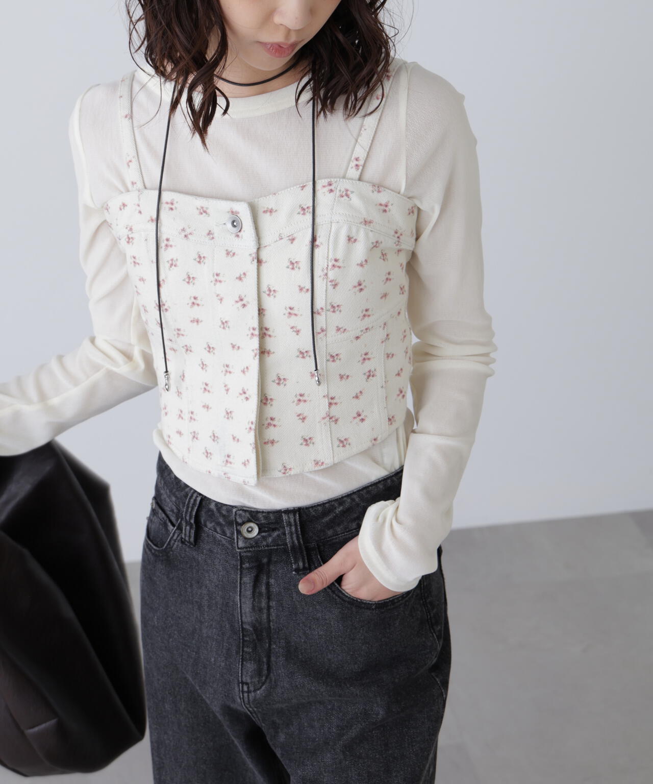 パネル切り替えデニムビスチェ