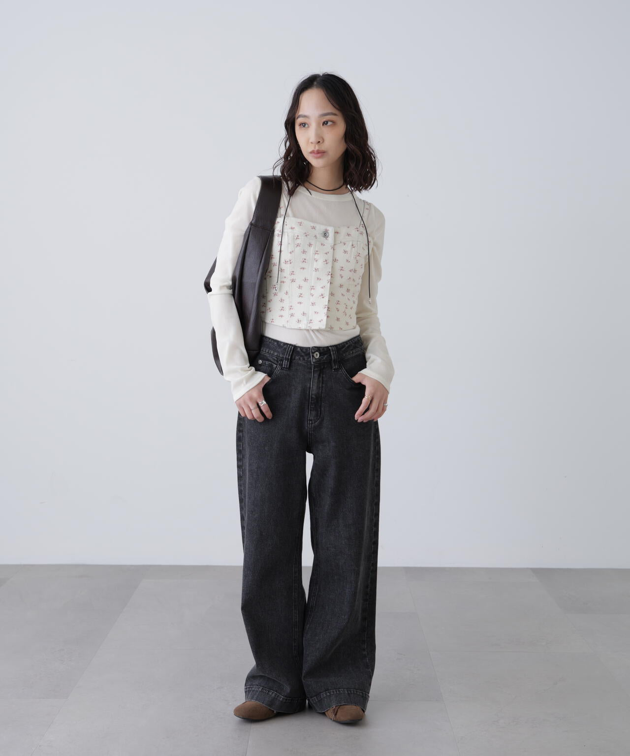 パネル切り替えデニムビスチェ