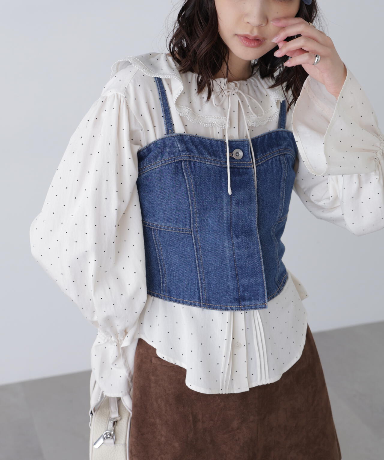 パネル切り替えデニムビスチェ