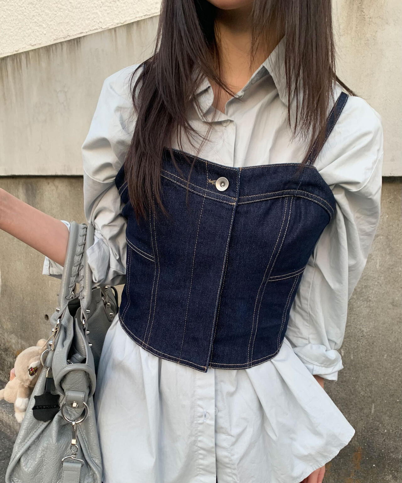 パネル切り替えデニムビスチェ