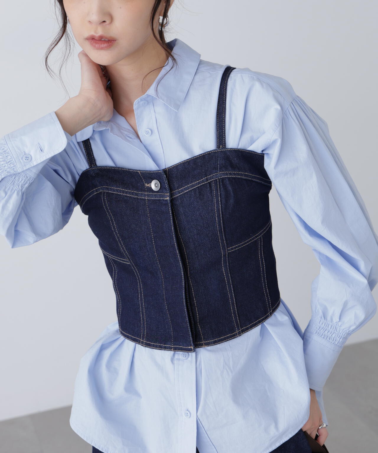 パネル切り替えデニムビスチェ