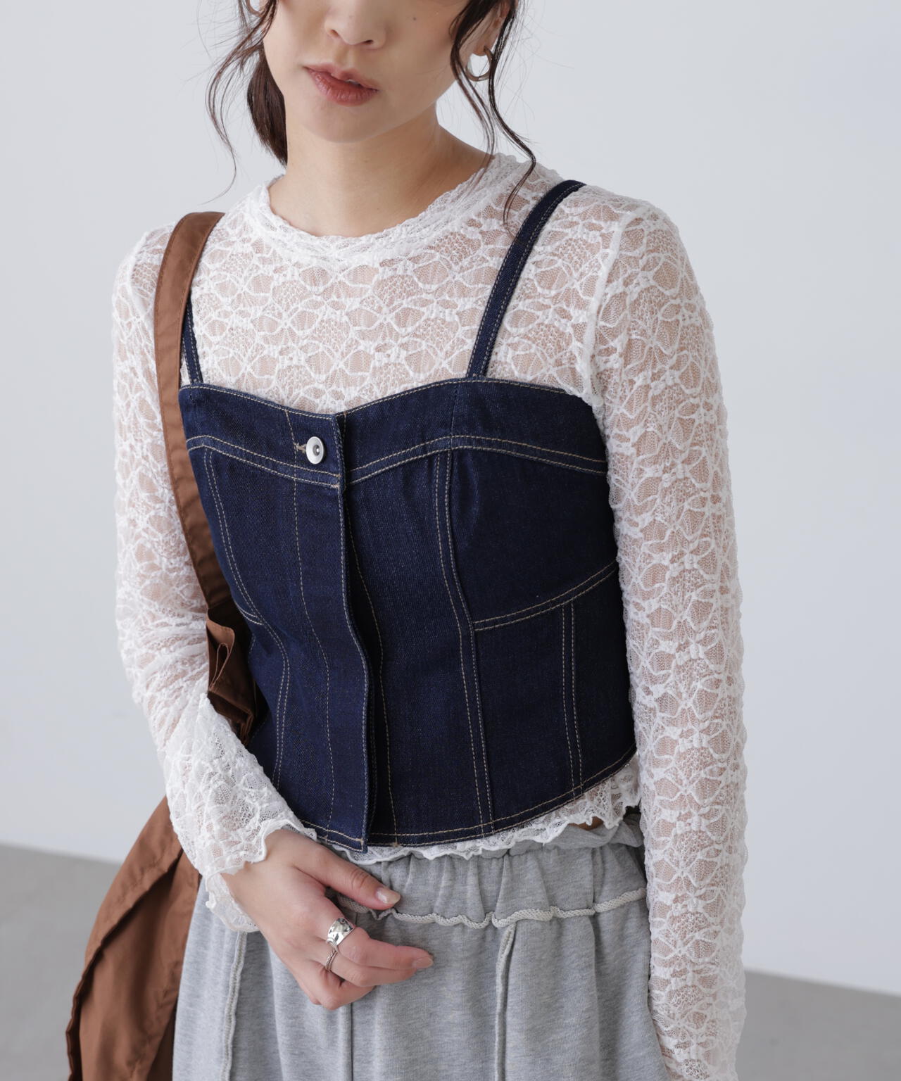 パネル切り替えデニムビスチェ