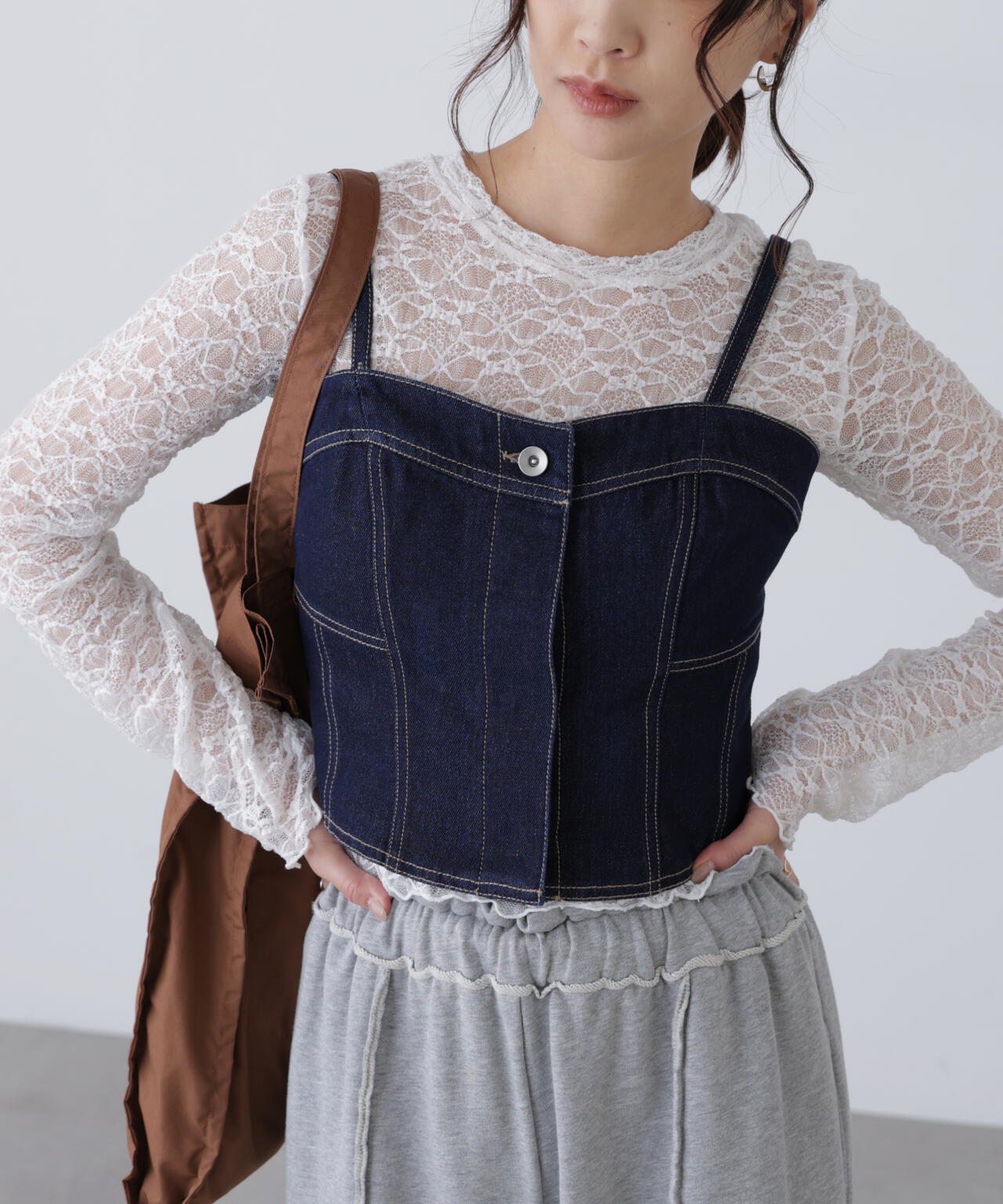 パネル切り替えデニムビスチェ