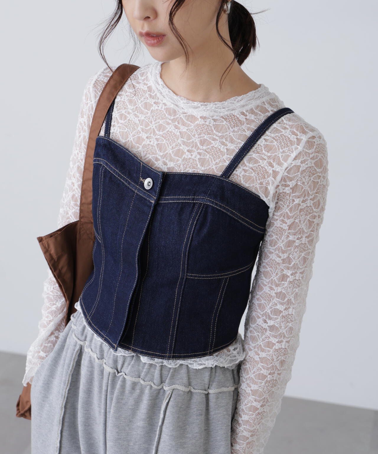 パネル切り替えデニムビスチェ