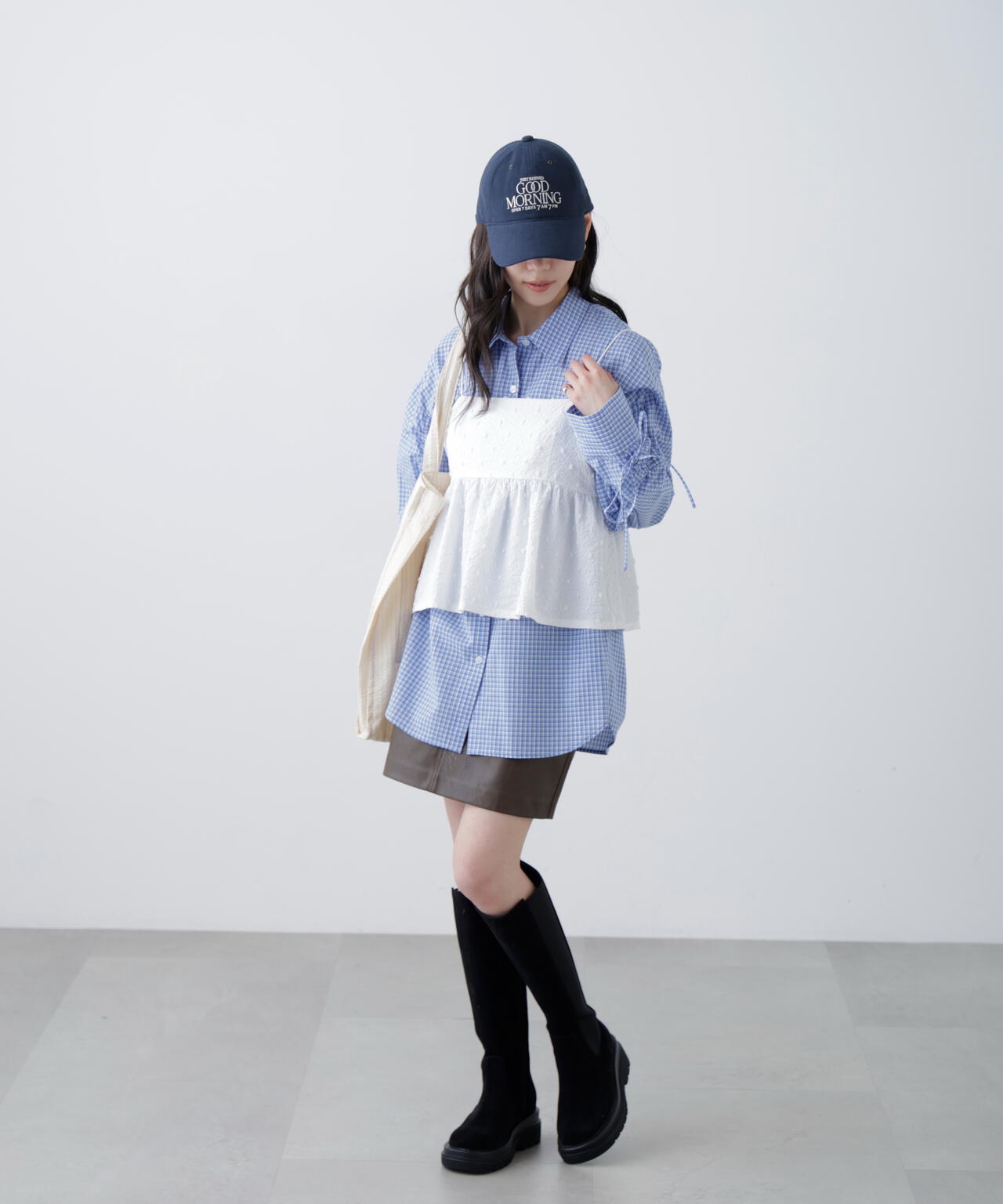 袖シャーリングオーバーシャツ