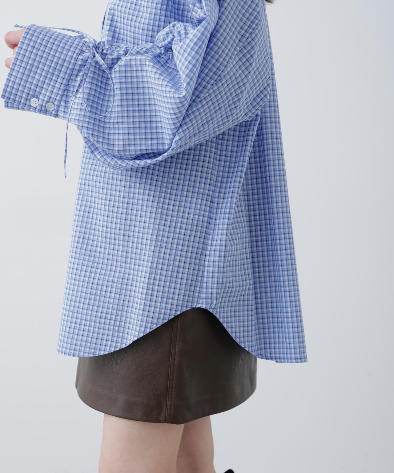 袖シャーリングオーバーシャツ