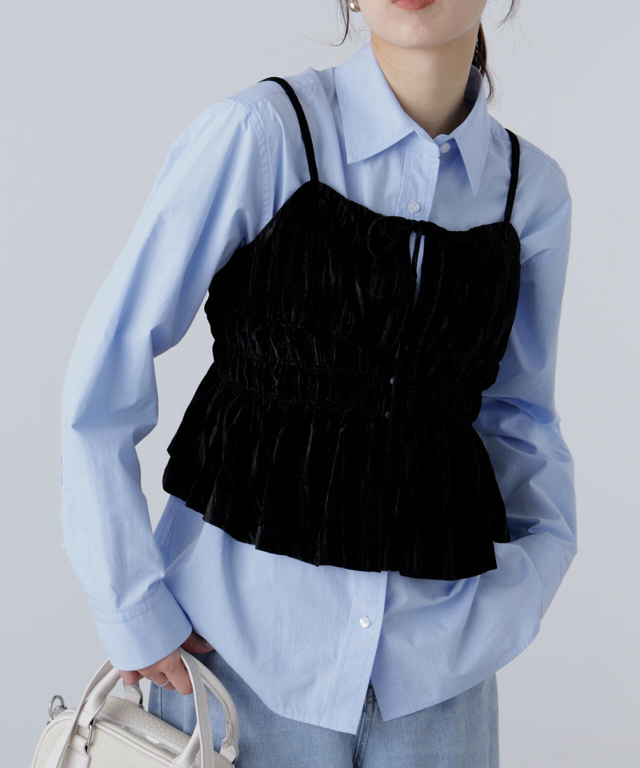 クラッシュベロアシャーリングビスチェ