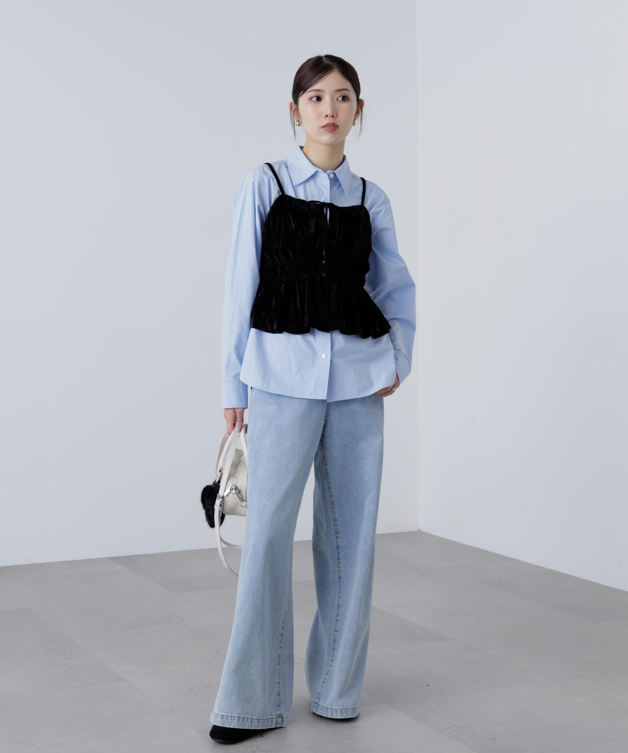 クラッシュベロアシャーリングビスチェ