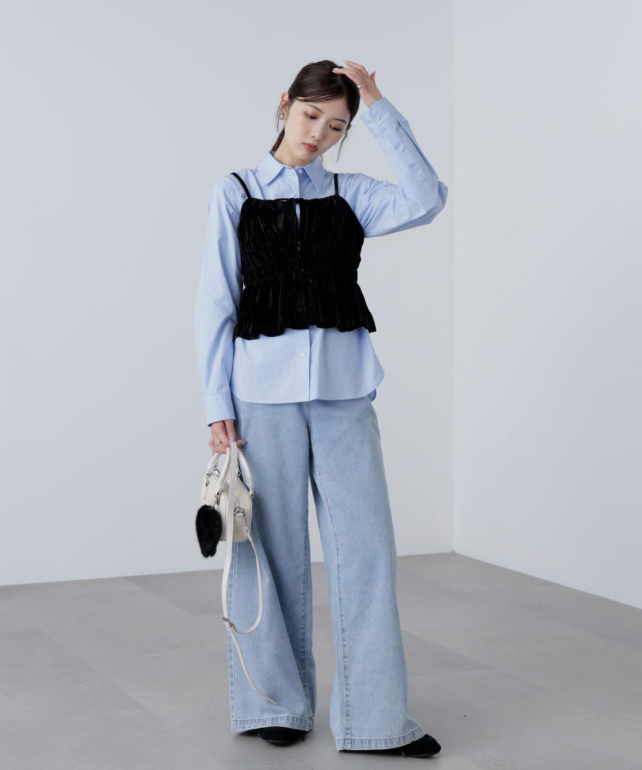 クラッシュベロアシャーリングビスチェ