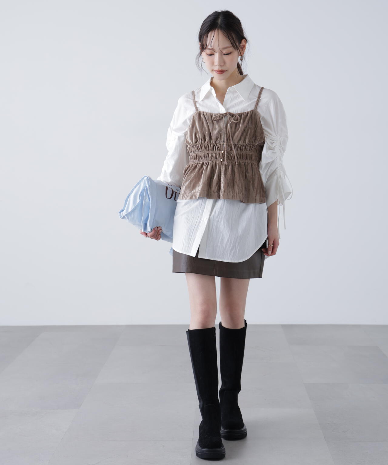 クラッシュベロアシャーリングビスチェ