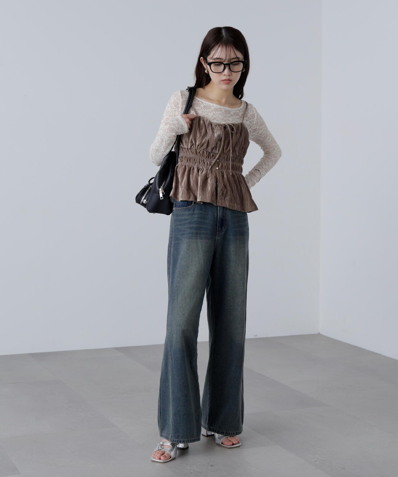 クラッシュベロアシャーリングビスチェ