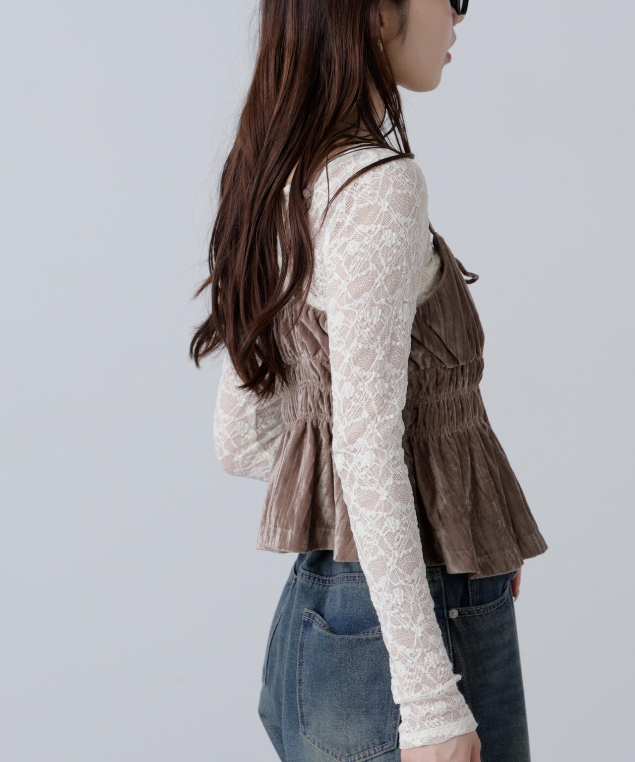 クラッシュベロアシャーリングビスチェ