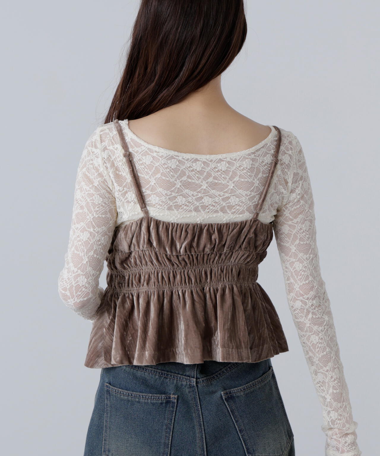 クラッシュベロアシャーリングビスチェ