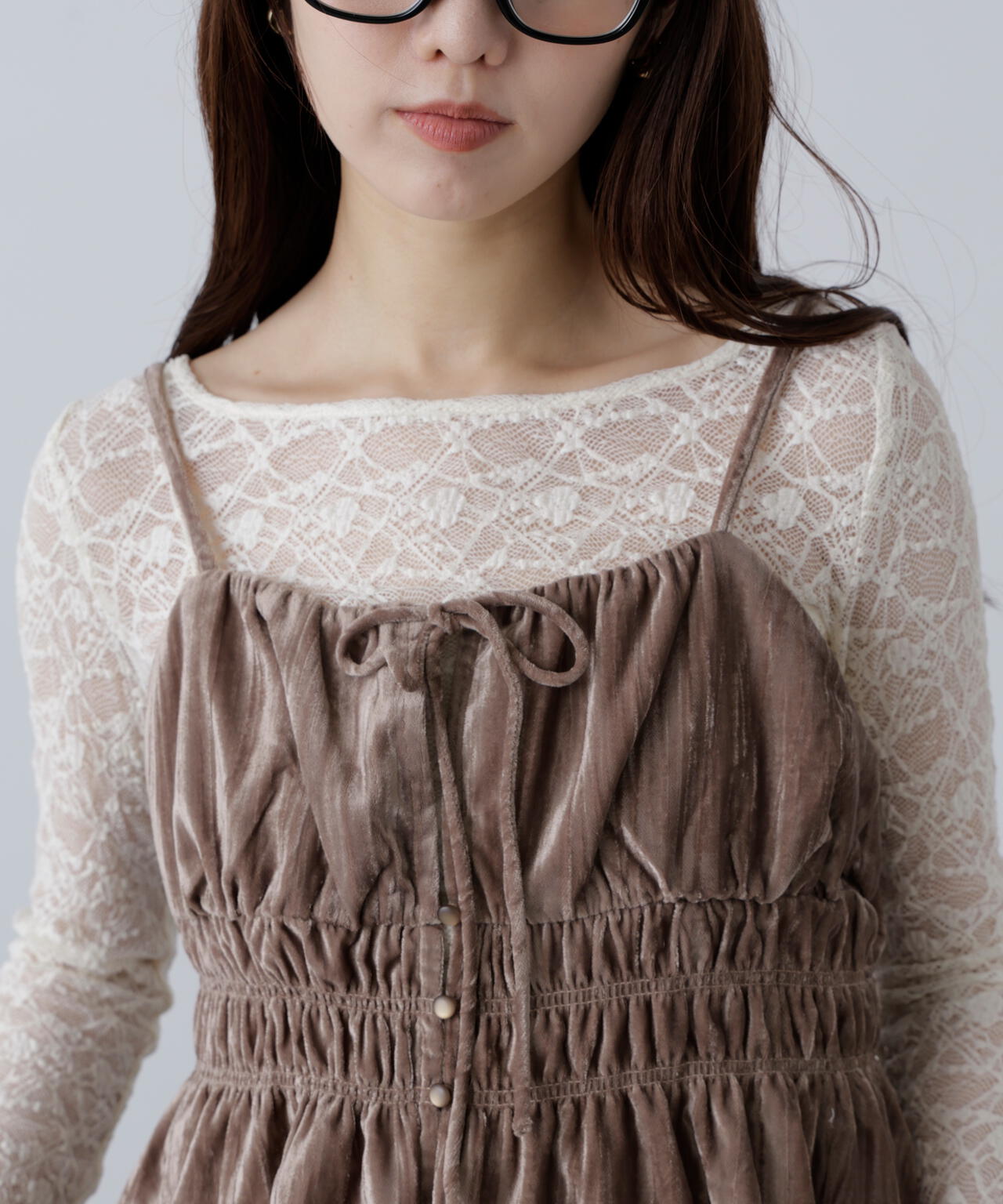 クラッシュベロアシャーリングビスチェ